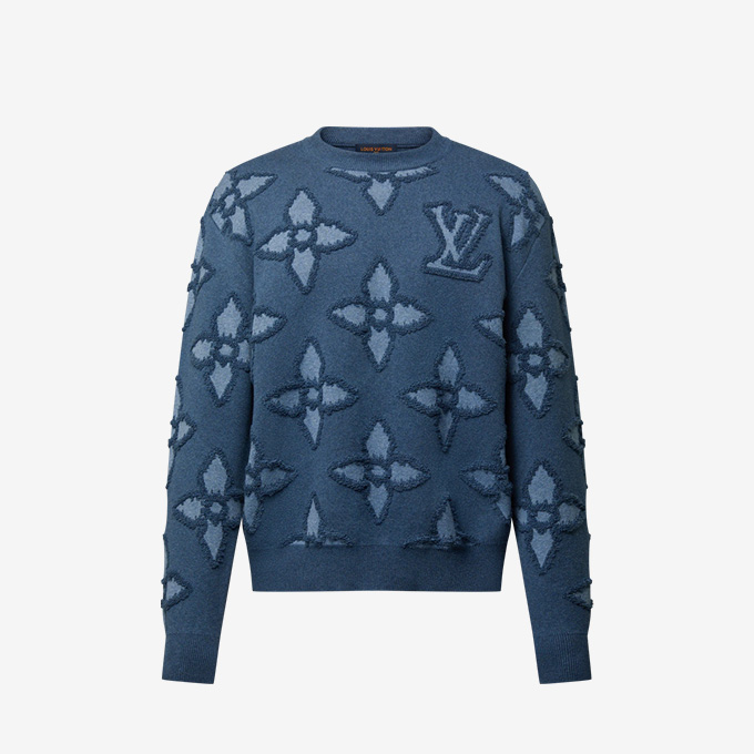 lv louis vuitton monogram jacquard crew neck knit sweater